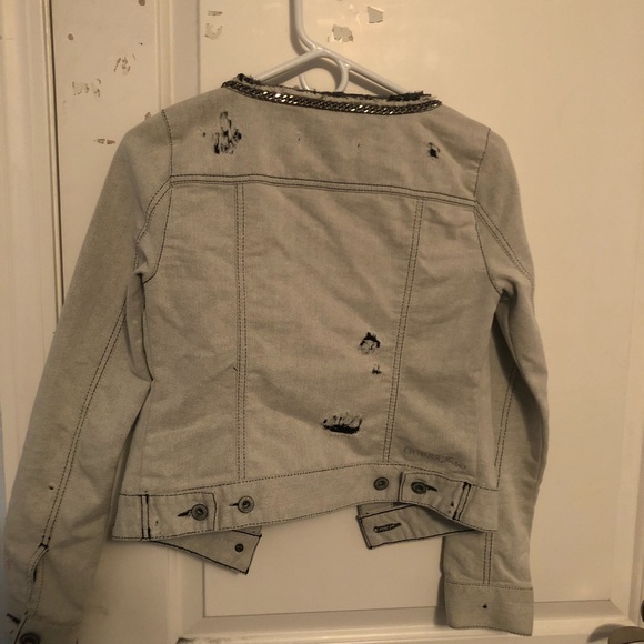 Guess Distressed Grey Chain Jacket - Picture 2 of 4